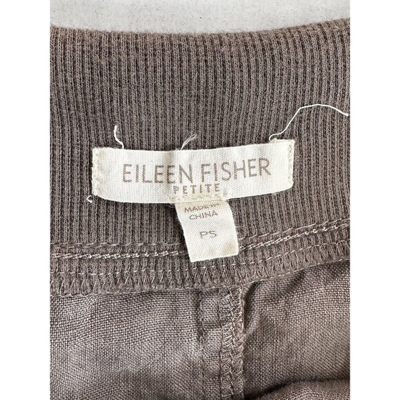Organic Linen Brown Skirt Women’s Size Petite Small W/ Drawstring Eileen Fisher - Picture 4 of 7